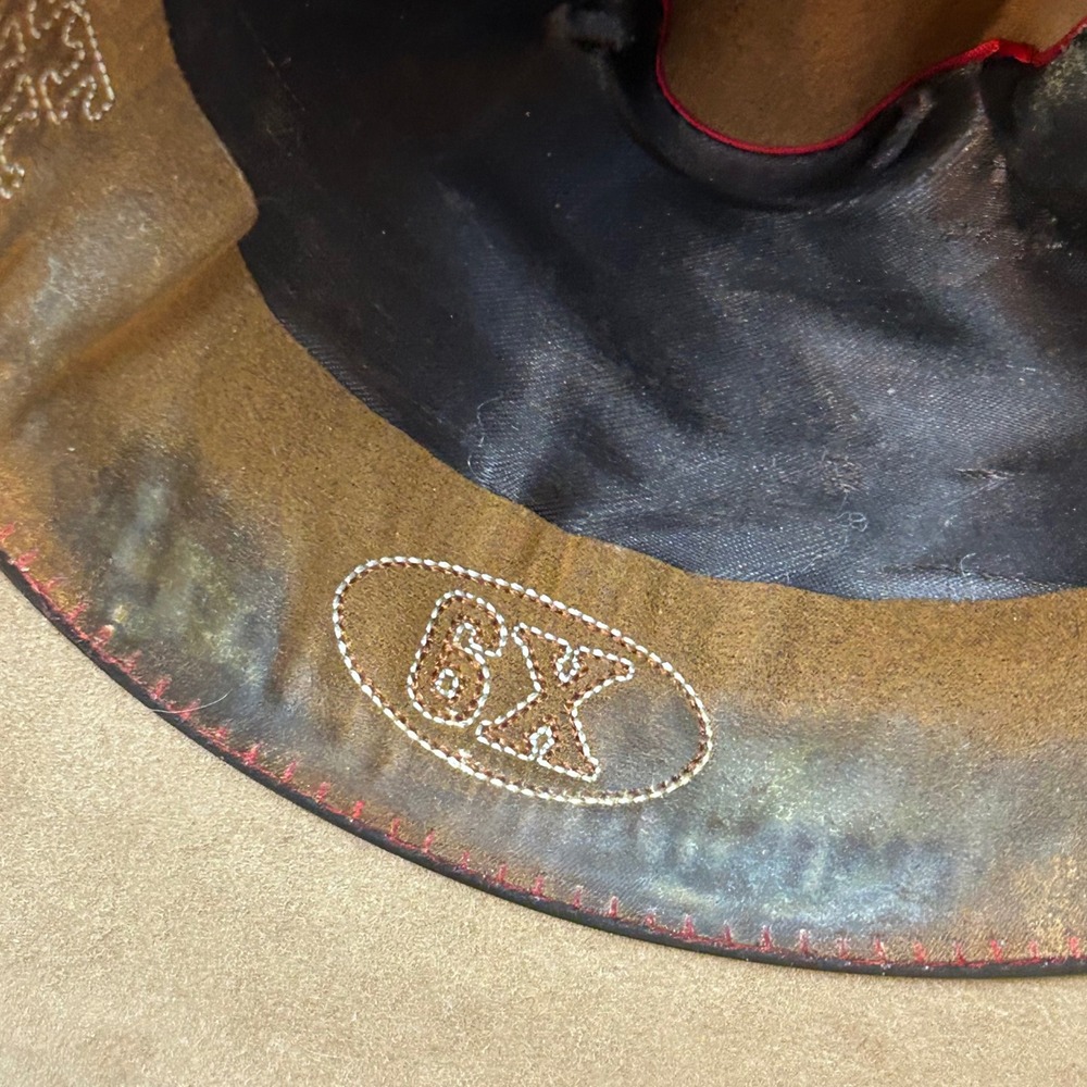 Justin Bent Rail 6X Tan Felt Cowboy Hat 7 1/4 Western Cattleman Crease J Concho - Picture 16 of 16